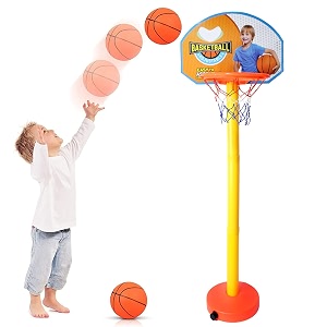 aasa kids basketball set with adjustable stand return gift toys for diwali festival indoor outdoor playing toys for kids boys and girls multicolor basket ball set