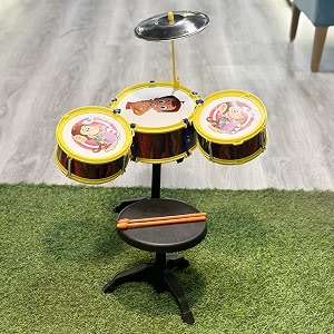 aasa drum set for kids musical toy set with 3 drums 1 cymbal 2 drumsticks and stool music instrument for boys and girls for 3-7 years multicolor drum set with 3drum