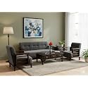 AASALIYA Art Solid Sheesham Wood Sofa Set | 5-6 Person Sofa | 3+1+1 Configuration | Natural Finish &amp; Grey Cushion