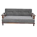 AASALIYA Art Solid Sheesham Wood Sofa Set 3 Seater | Wooden Sofa Couch | Sofa Sets for Living Room | Three Seater Sofa Set for Office &amp; Lounge | Rosewood, Natural with Grey Cushion
