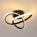 Acrylic Modern Dimmable LED Ceiling Light, Modern Flush Mount Fixture with Adjustable Light, Three Color Dimming for Bedroom, Living Room, and Dining Room, Black (Ceiling Light (802))