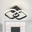 Acrylic Modern Dimmable LED Ceiling Light, Modern Flush Mount Fixture with Adjustable Light, Three Color Dimming for Bedroom, Living Room, and Dining Room, Black (Ceiling Light (802))