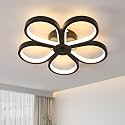 Acrylic Modern Dimmable LED Ceiling Light, Modern Flush Mount Fixture with Adjustable Light, Three Color Dimming for Bedroom, Living Room, and Dining Room, Black (Ceiling Light (807))
