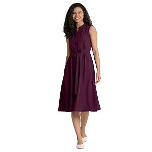 aask women39s elegant belted pleated sleeveess short dress color