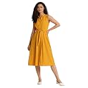 AASK Women's Elegant Belted Pleated Sleeveess Short Dress Color