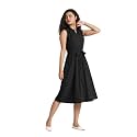 AASK Women's Elegant Belted Pleated Sleeveess Short Dress Color