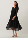 AASK Women Fit and Flare Black MidiCalf