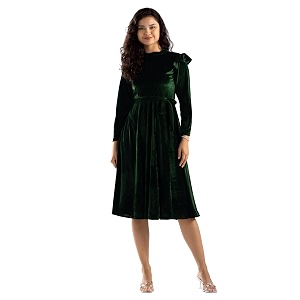 aask women solid plainround neck full sleeves dress