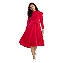 AASK Women Solid PlainRound Neck Full Sleeves Dress