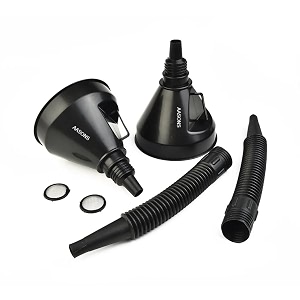 aasons 2in1 wide mouth fuel funnel with handle large plastic car petrol filter funnel flexible spout refuelling oil  water  fuel  petrol  diesel  gasoline for cars  bikes  trucks pack of 2