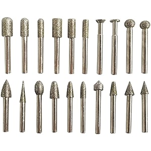 aasons assorted shape amp grit diamond point set glass grinding 1434  6 mm shank diamond mounted points emery grinding rod carved grinding needle mill rotary bit burr set 20pcsset round