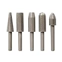 AASONS High Speed Metal File Burr Drill Bit Set Metal Working Rasps 1/4" / 6.35mm Shank Burs Tools Cutting Tool Black 5pcs/set, High Speed Steel, Round