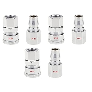 aasons qrc sf20pf20 pneumatic air line hose quick release fittings connector coupler 1434 bsp pack of 3 sets
