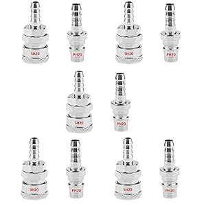 aasons qrc sh20ph20 pneumatic air line hose quick release fittings connector coupler 1434 bsp pack of 5 sets