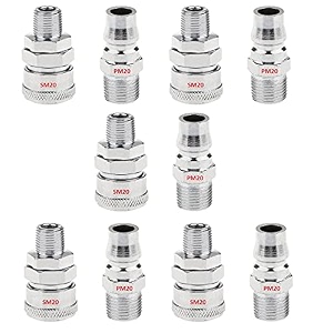 aasons qrc sm20pm20 pneumatic air line hose quick release fittings connector coupler 1434 bsp pack of 5 sets