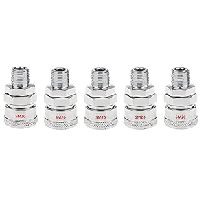 aasons qrc sm20 pneumatic air line hose quick release fittings connector coupler 1434 bsp pack of 5 pcs
