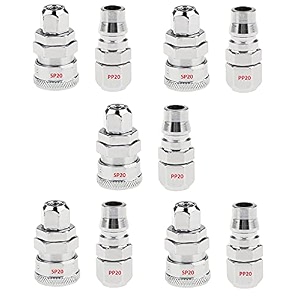aasons qrc sp20pp20 pneumatic air line hose quick release fittings connector coupler 1434 bsp pack of 5 sets