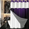 AAtter No Hook Shower Curtain, Purple Black Ombre Snap in Liner, 72x75 Inch