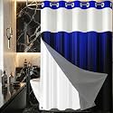AAtter No Hook Shower Curtain, Royal Blue Ombre Snap in Liner, 72x75 Inch