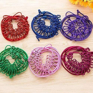 aattmgya cloth-drying rope with hooks elastic cloth hanging 12 clips plastic steel cloth clips