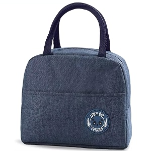 aavjo insulated lunch bag for men women kids boy girl smiley design tote lunch bag with aluminum foil for work school picnic outdoor bear - navy blue small