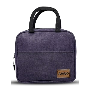 aavjo insulated lunch bag for men women kids  smiley design tote lunch bag with aluminum foil  thermal cooler bag for work school picnic outdoor  purple small