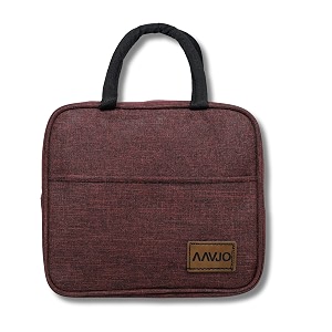 aavjo insulated lunch bag for men women kids  smiley design tote lunch bag with aluminum foil  thermal cooler bag for work school picnic outdoor  red small