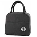 Aavjo Insulated Lunch Bag for Men Women Kids Boys Girls | Smiley Design Tote with Aluminum Foil | Thermal Food Carrier | Work School Picnic Outdoor (Bear Black Small)