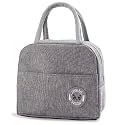 Aavjo Insulated Lunch Bag for Men Women Kids Boy Girl, Smiley Design Tote Lunch Bag with Aluminum Foil for Work, School, Picnic, Outdoor (Bear - Gray, Small)