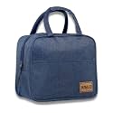 Aavjo Insulated Lunch Bag | Smiley Design Tote with Aluminum Foil Lining | Small Size Blue | Thermal Lunch Box for Men Women Kids Work School Picnic Outdoor