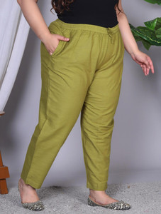 AAVONI Straight Fit Women Green Trousers
