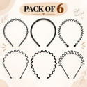 Aayra Assorted Zig Zag Wavy Hair Bands Hair Claw (Black)