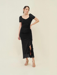 AAYU Women Bodycon Black Maxi Full Length