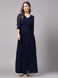 AAYU Women Fit and Flare Dark Blue