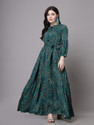 AAYU Women Fit and Flare Green MaxiFull