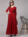 AAYU Women Fit and Flare Maroon MaxiFull