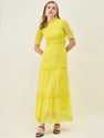 AAYU Women Layered Green MaxiFull Length Dress