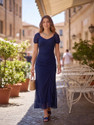AAYU Women A-line Blue MaxiFull Length Dress