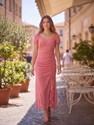 AAYU Women A-line Pink MaxiFull Length Dress