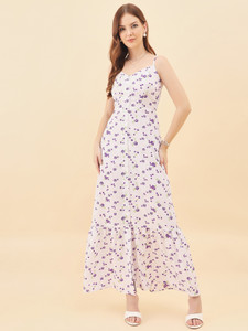 AAYU Women A-line Purple Maxi Full Length
