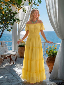 AAYU Women Maxi Yellow Full Length Dress