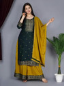 AAYUFAB Printed Kurta Palazzo Dupatta Set