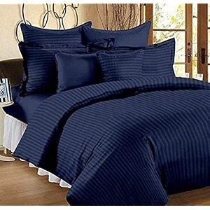 210tc microfiber plain satin stripe ac comforter double bed king size blanketduvetdohar for all weatherseasons for home ii hotels ii guest house -blue