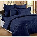 210TC Microfiber Plain Satin Stripe AC Comforter Double Bed King Size Blanket/Duvet/Dohar for All Weather/Seasons for Home II Hotels II Guest House -Blue