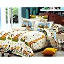 235TC Kids Glace Cotton Cartoon Giraffe Printed Bedsheet for Double Bed King Size with 2 Pillow Covers (Multicolour, 90x100inch)