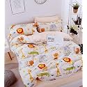 235TC Kids Glace Cotton Cartoon Animals Printed Bedsheet for Double Bed King Size with 2 Pillow Covers (Multicolour, 90x100inch)