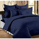 Microfiber 210TC Plain Satin Stripes AC Comforter Set King Size Double Bed with 1 Flat bedsheet-90x100 inch and 2 Pillow Covers II 4pc Bedding Set for Home-Hotels-Blue