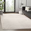 Abani Area Rug for Living Room -Nuevo 4' x 6' Beige Arch Pattern Area Rug, Soft and Durable Living Room Rug, Stain and Fade Resistant, Chic Modern Design, Pet &amp; Kid Friendly
