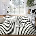 Abani Nuevo Collection Area Rug - Mid-Century Black and White Arch Knot Design - 2'6" x 6' - for Living Room, Bedroom &amp; Office
