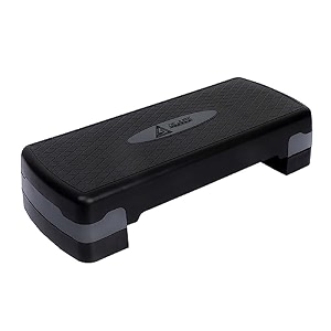 de jure fitness adjustable aerobic stepper  non-slip fitness step platform for home gym cardio amp aerobic workout grey amp black